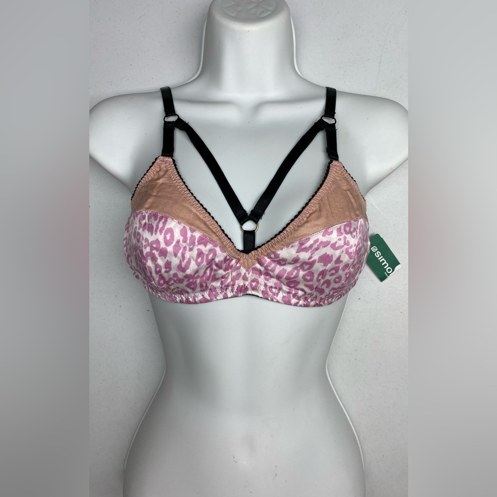 NWT Simons PNK/WHT/TAN Bralette, M * *P1028